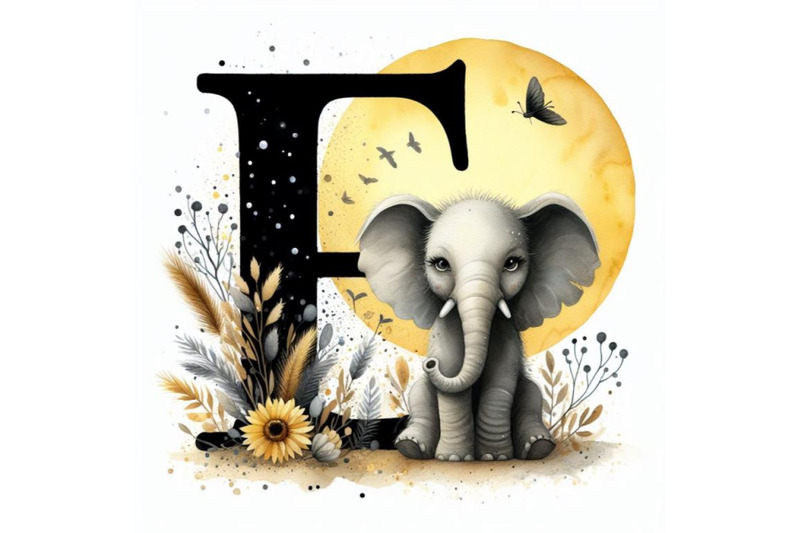 bundle-of-animal-alphabet-e-with-elephant