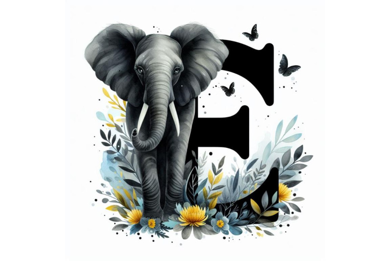 bundle-of-animal-alphabet-e-with-elephant