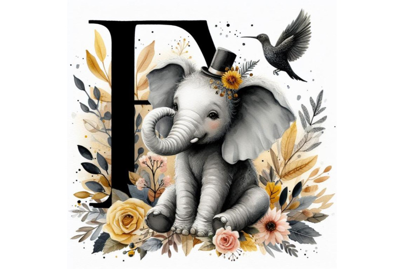 bundle-of-animal-alphabet-e-with-elephant