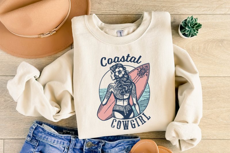 retro-coastal-cowgirl-png-vintage-surf-girl-sublimation-boho-western-surfboard-t-shirt-beach-graphic-country-western-summer-shirt