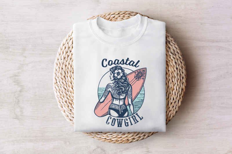 retro-coastal-cowgirl-png-vintage-surf-girl-sublimation-boho-western-surfboard-t-shirt-beach-graphic-country-western-summer-shirt