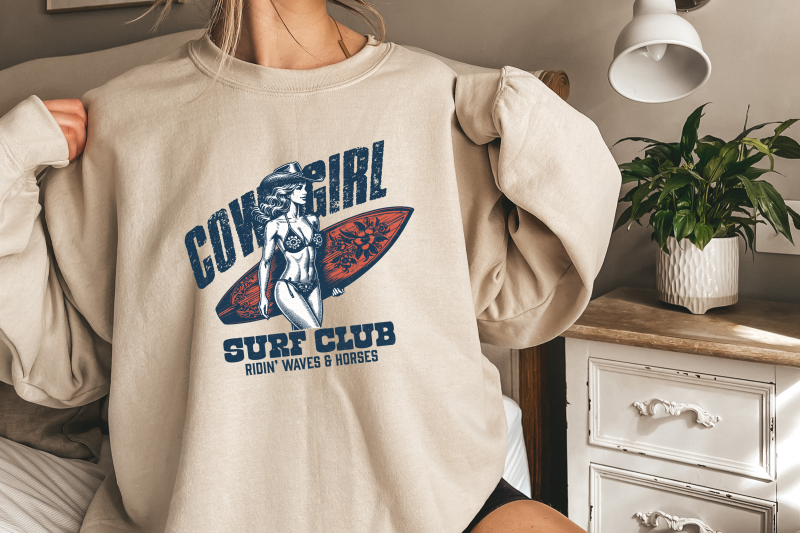 cowgirl-surf-club-png-coastal-western-shirt-design-retro-beach-cowgirl-country-summer-vibes-pink-cowgirl-trendy-western-summer