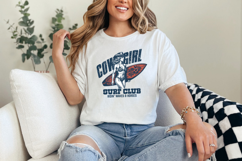 cowgirl-surf-club-png-coastal-western-shirt-design-retro-beach-cowgirl-country-summer-vibes-pink-cowgirl-trendy-western-summer