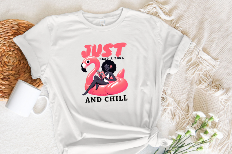 just-read-a-book-and-chill-png-trendy-bookish-retro-art-flamingo-float-summer-reading-graphic-tee-design-instant-download-sublimation