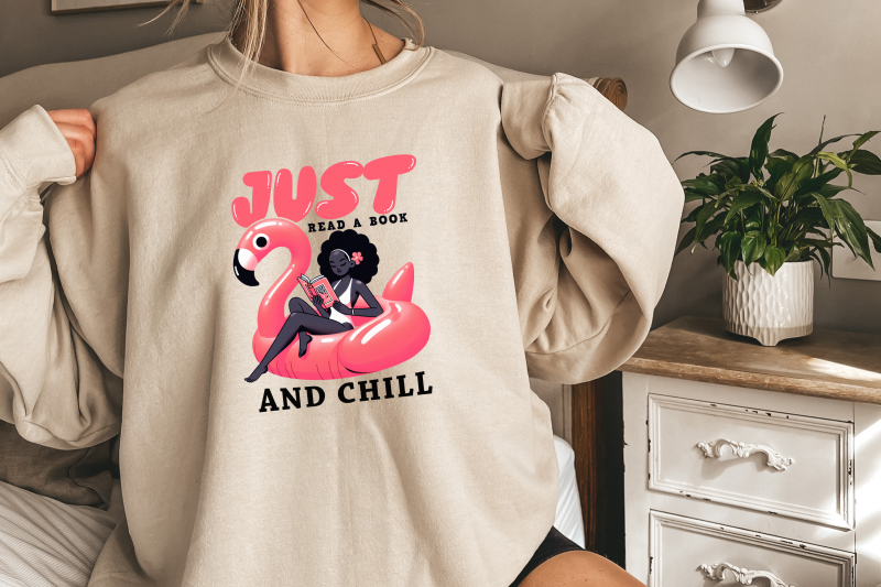 just-read-a-book-and-chill-png-trendy-bookish-retro-art-flamingo-float-summer-reading-graphic-tee-design-instant-download-sublimation