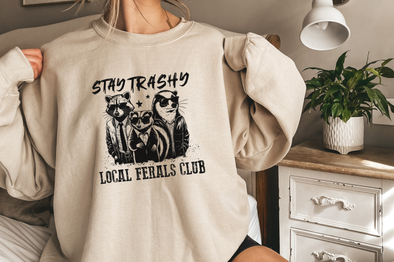 stay-trashy-png-funny-raccoon-opossum-skunk-retro-animal-design-raccoon-squad-humorous-t-shirt-graphic-digital-download-download