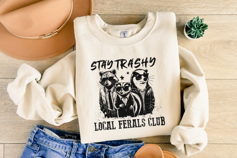 stay-trashy-png-funny-raccoon-opossum-skunk-retro-animal-design-raccoon-squad-humorous-t-shirt-graphic-digital-download-download