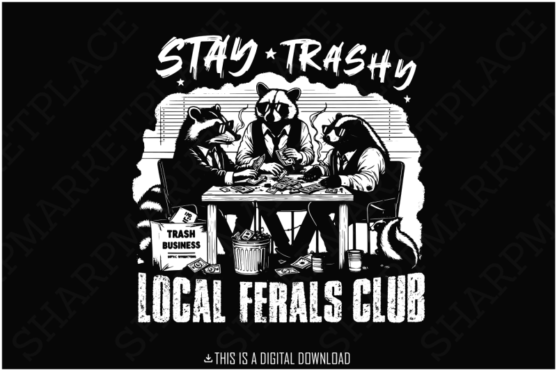 stay-trashy-png-funny-raccoon-opossum-skunk-retro-animal-design-raccoon-squad-humorous-t-shirt-graphic-digital-download-download