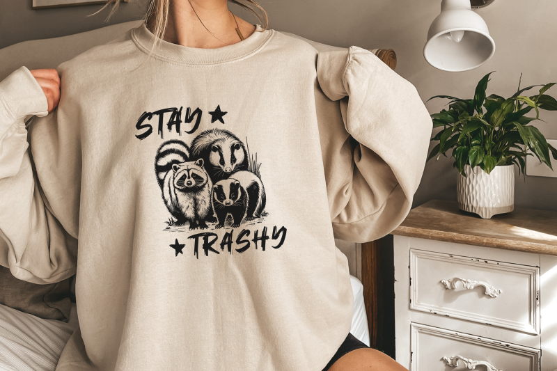 stay-trashy-png-funny-raccoon-opossum-skunk-retro-animal-design-raccoon-squad-humorous-t-shirt-graphic-digital-download-download