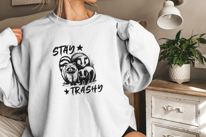 stay-trashy-png-funny-raccoon-opossum-skunk-retro-animal-design-raccoon-squad-humorous-t-shirt-graphic-digital-download-download