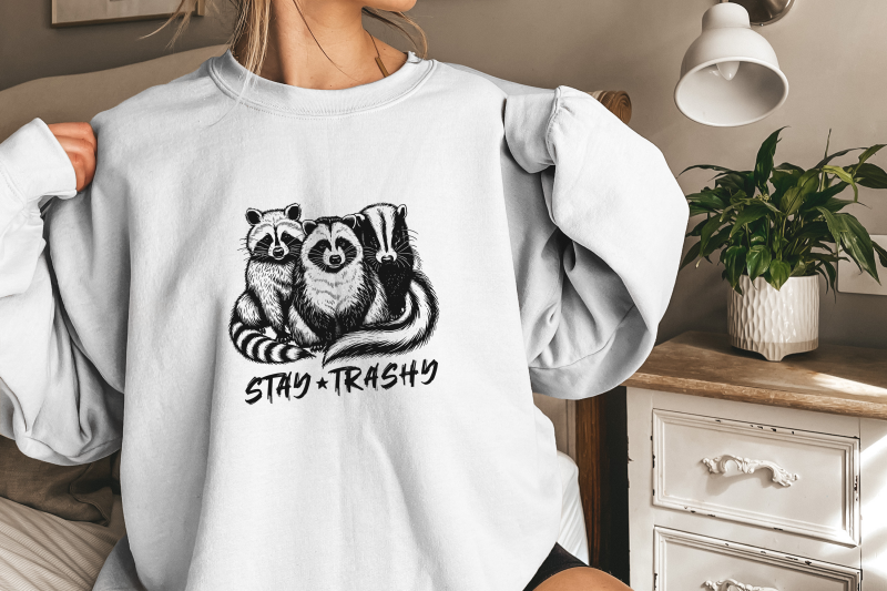 stay-trashy-png-funny-raccoon-opossum-skunk-retro-animal-design-raccoon-squad-humorous-t-shirt-graphic-digital-download-download