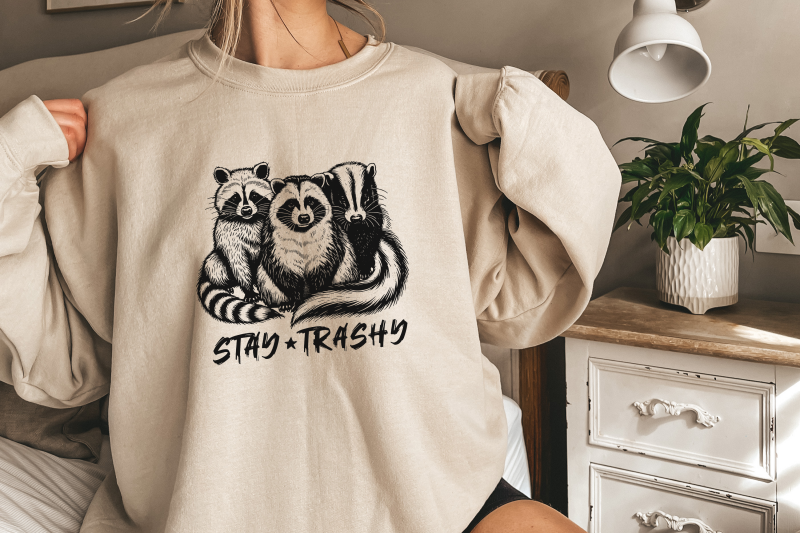 stay-trashy-png-funny-raccoon-opossum-skunk-retro-animal-design-raccoon-squad-humorous-t-shirt-graphic-digital-download-download