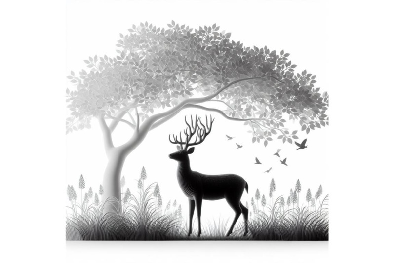 a-bundle-of-3d-deer-standing-under-a-deciduous-tree