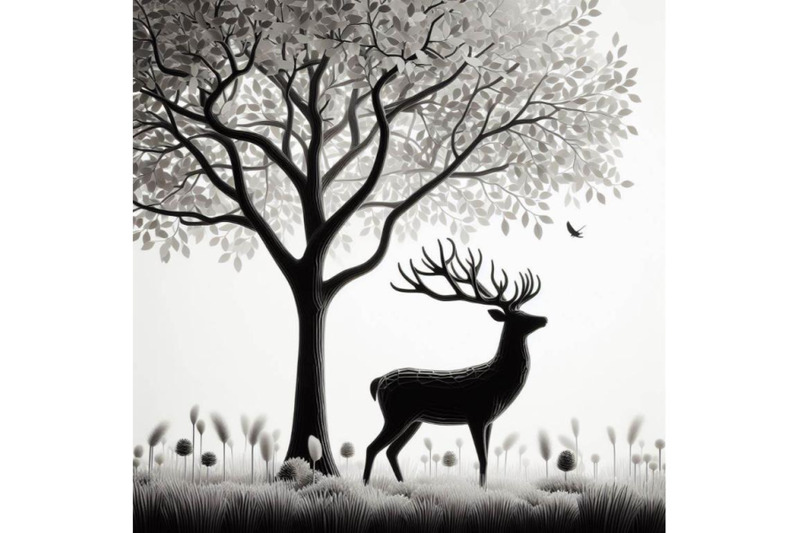 a-bundle-of-3d-deer-standing-under-a-deciduous-tree