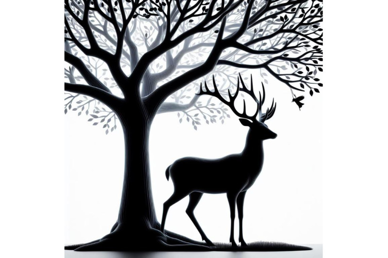 a-bundle-of-3d-deer-standing-under-a-deciduous-tree