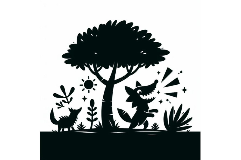 a-bundle-of-happy-aardwolf-clipart-with-tree-and-light-emitting