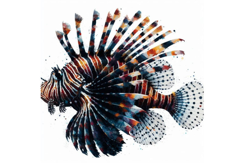 a-bundle-of-lionfish-painting-white-background