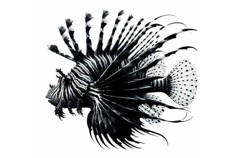 a-bundle-of-lionfish-painting-white-background