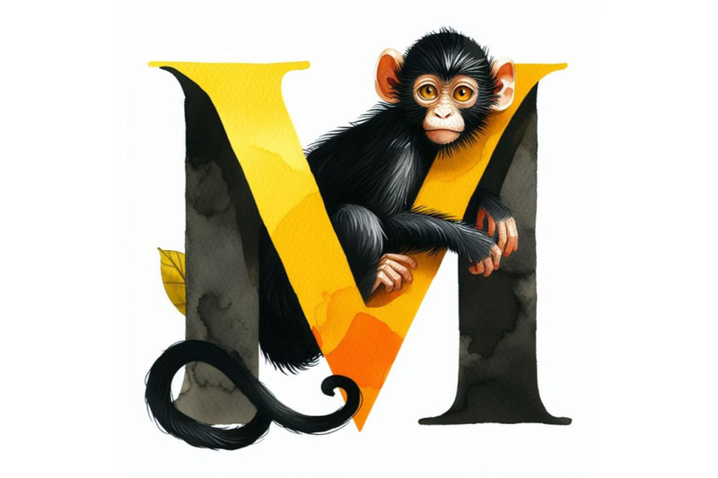 set-of-animal-alphabet-m-with-monkey