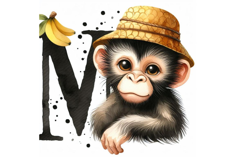 set-of-animal-alphabet-m-with-monkey