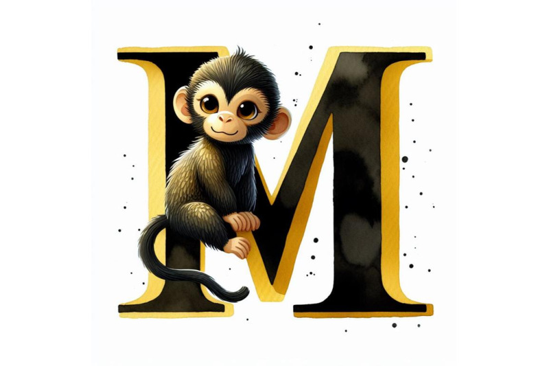 set-of-animal-alphabet-m-with-monkey