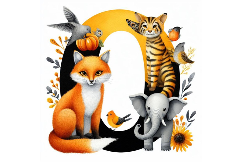 a-set-of-animal-alphabet-o-with-orange