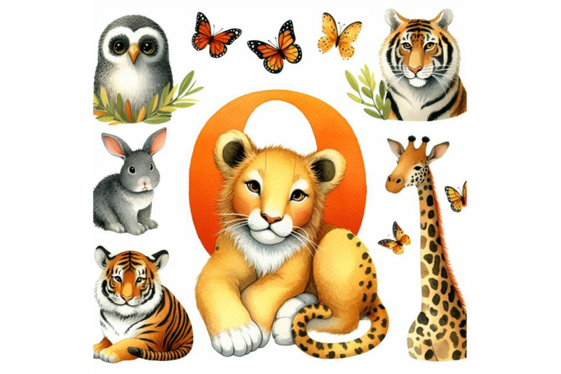 a-set-of-animal-alphabet-o-with-orange