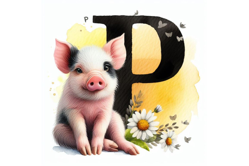 a-set-of-animal-alphabet-p-with-pig