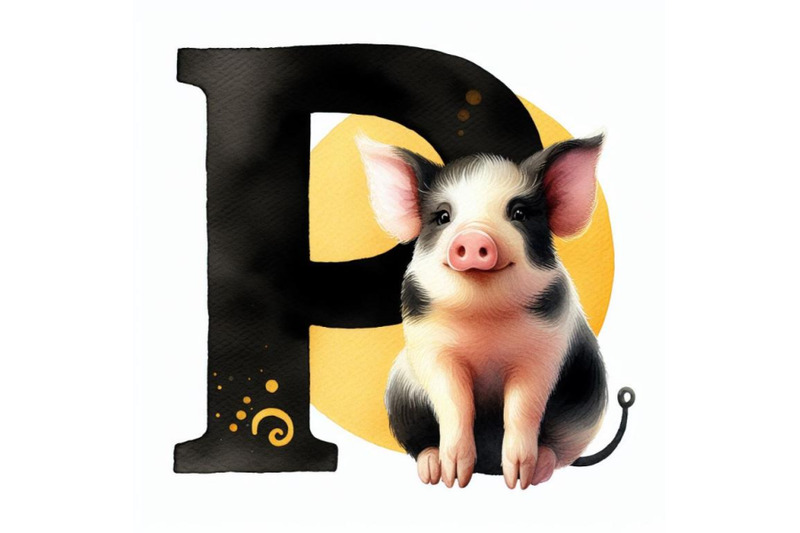 a-set-of-animal-alphabet-p-with-pig