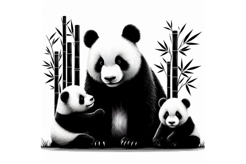 a-bundle-of-pandas-asia-cute-panda-family-and-bamboo