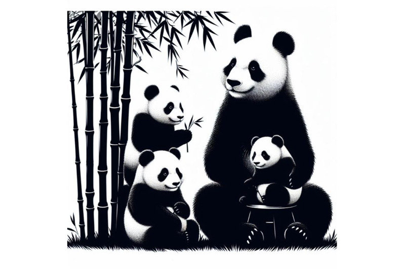 a-bundle-of-pandas-asia-cute-panda-family-and-bamboo