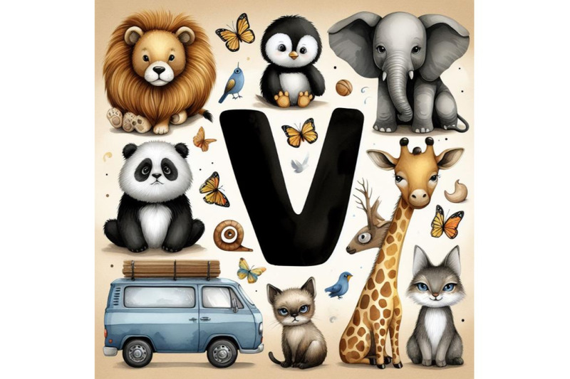 bundle-of-animal-alphabet-v-with-van