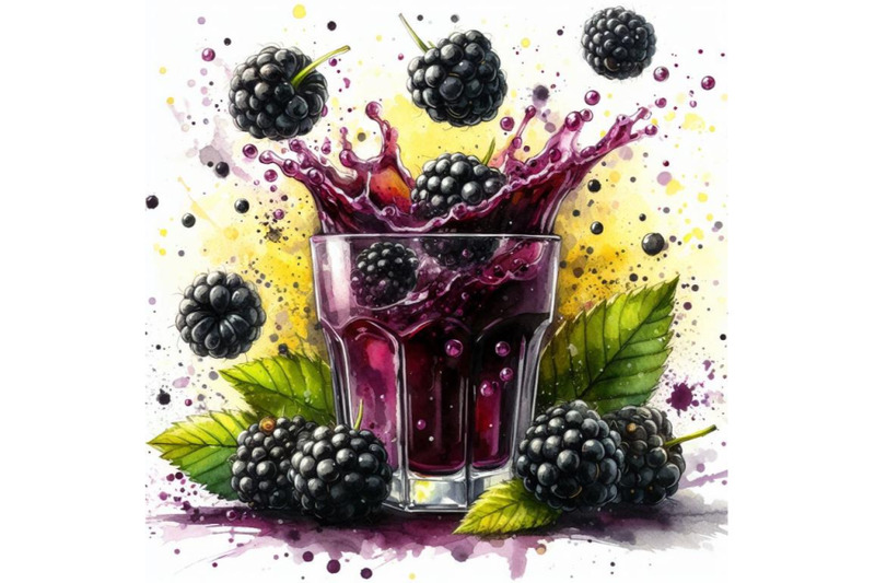 bundle-of-fresh-blackberries-fall-into-a-glass-with-juice-generating-a