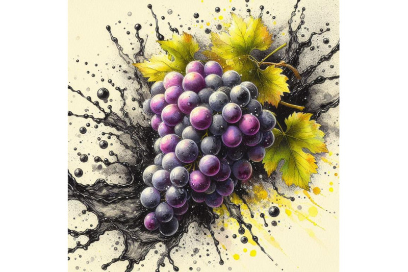 bundle-of-a-bunch-of-grapes-is-being-splashed-with-water