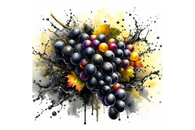 bundle-of-a-bunch-of-grapes-is-being-splashed-with-water