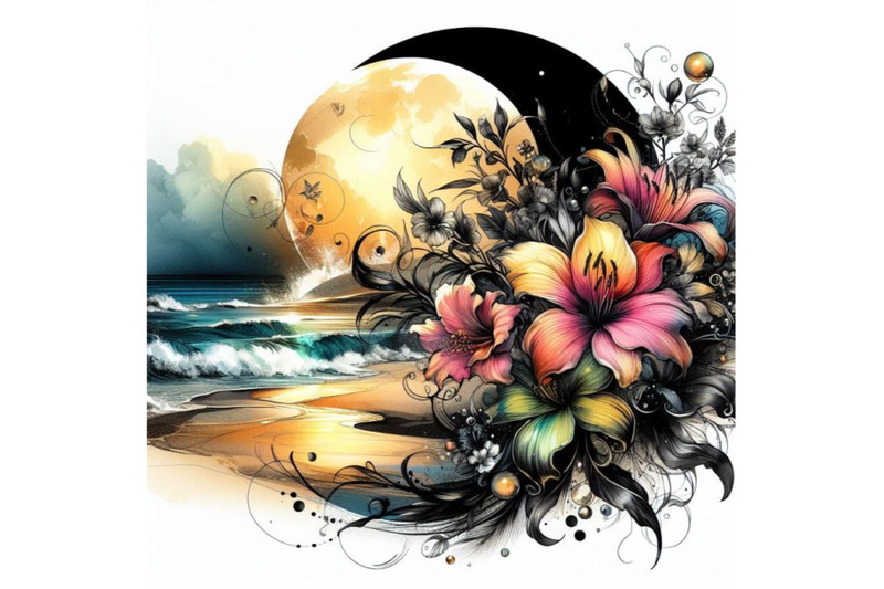 bundle-of-beautiful-beach-with-fantasy-flower