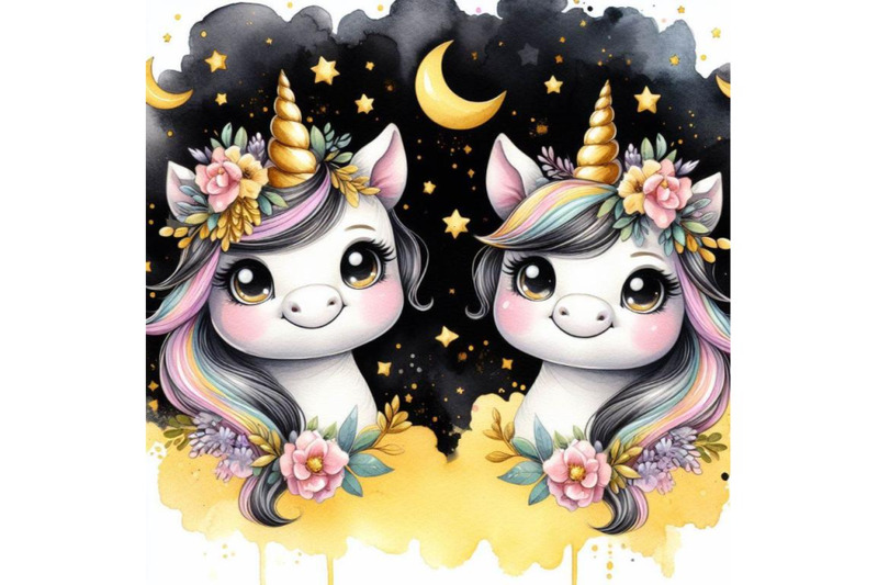 bundle-of-cute-unicorn-cartoon-horse-head