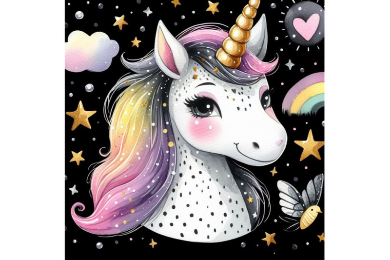 bundle-of-cute-unicorn-cartoon-horse-head