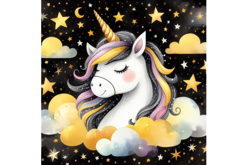 bundle-of-cute-unicorn-cartoon-horse-head