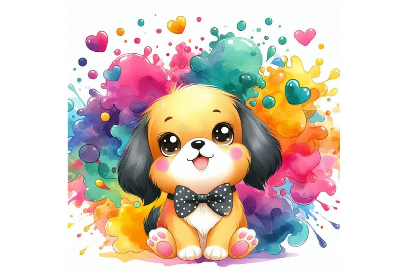 bundle-of-cute-cartoon-dog-with-colorful-liquid