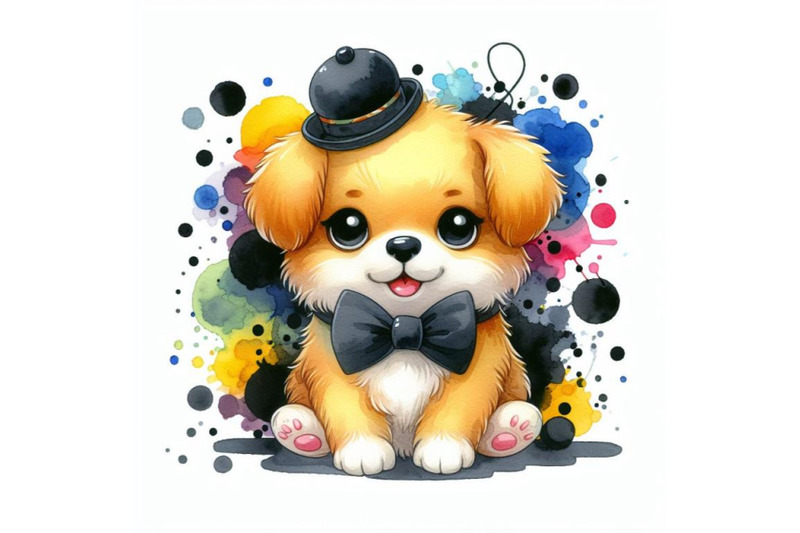 bundle-of-cute-cartoon-dog-with-colorful-liquid