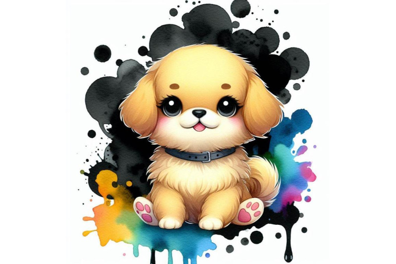 bundle-of-cute-cartoon-dog-with-colorful-liquid