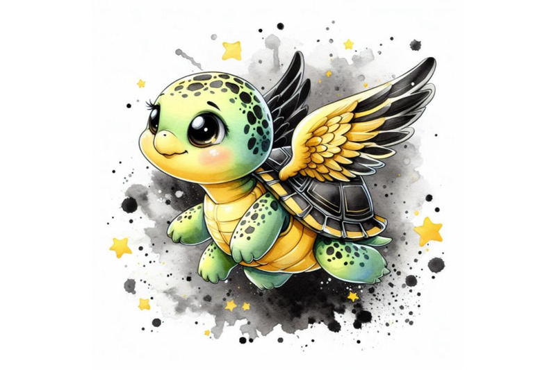 bundle-of-a-cute-cartoon-turtle-with-wings-ready-to-fly