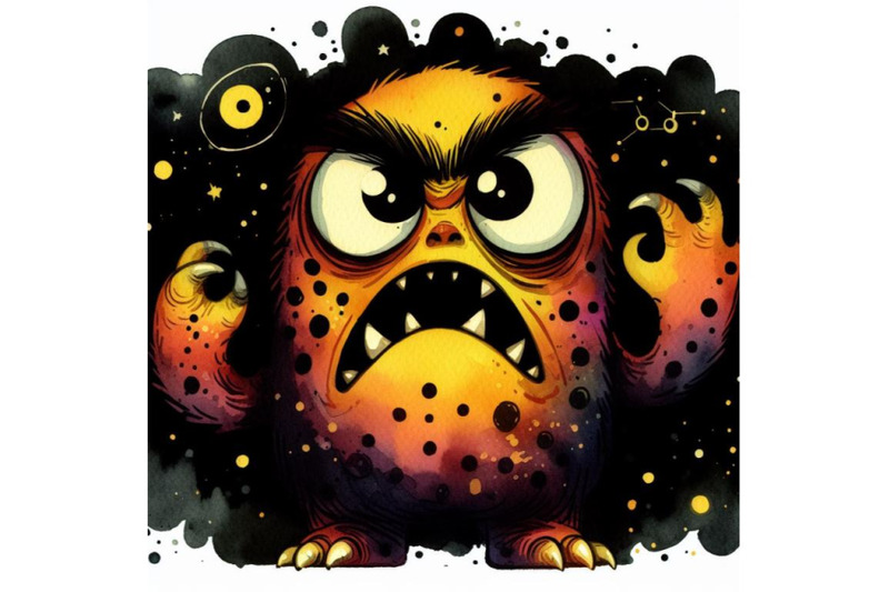 bundle-of-a-cartoon-monster-with-an-angry-expression