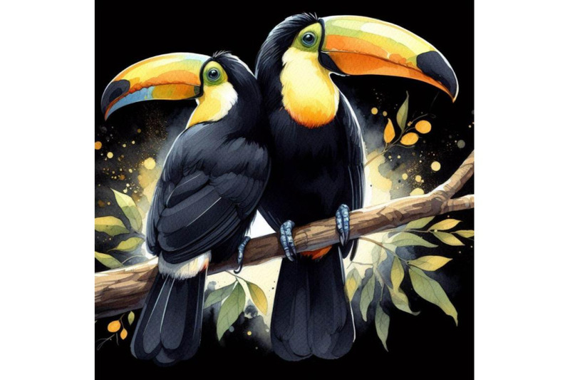 bundle-of-two-toucan-birds-perched-on-a-branch