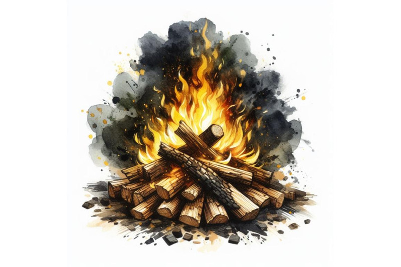 bundle-of-burning-bonfire-with-wood