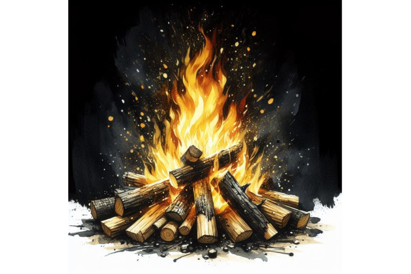 bundle-of-burning-bonfire-with-wood