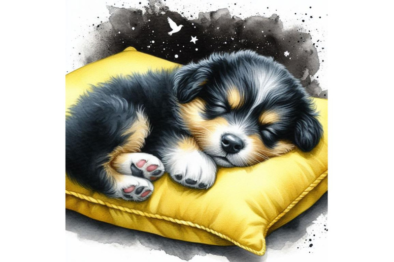 bundle-of-cute-puppy-sleeping-on-a-cushion