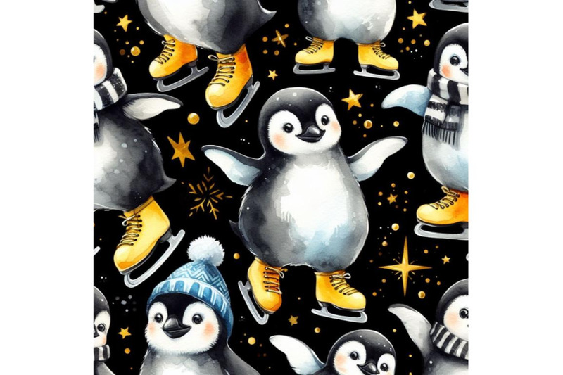 bundle-of-penguins-ice-skating