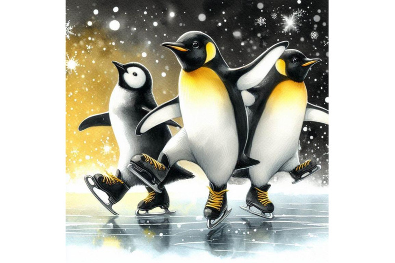 bundle-of-penguins-ice-skating